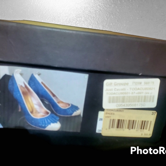 Roberto Cavalli (Just Cavalli) High-Heels; size 37; Denim/Snake:RARE - Picture 6 of 7